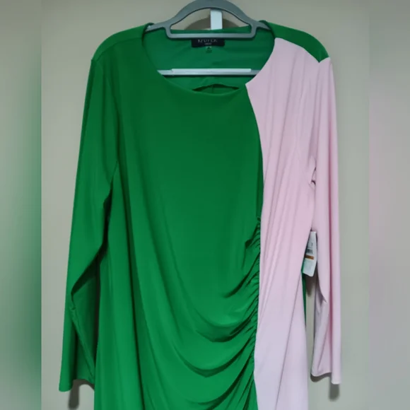 Kasper Women's (Size 3X)  Green/Pink Colorblock Knee-Length Sheath Dress (NWT) - Picture 2 of 14